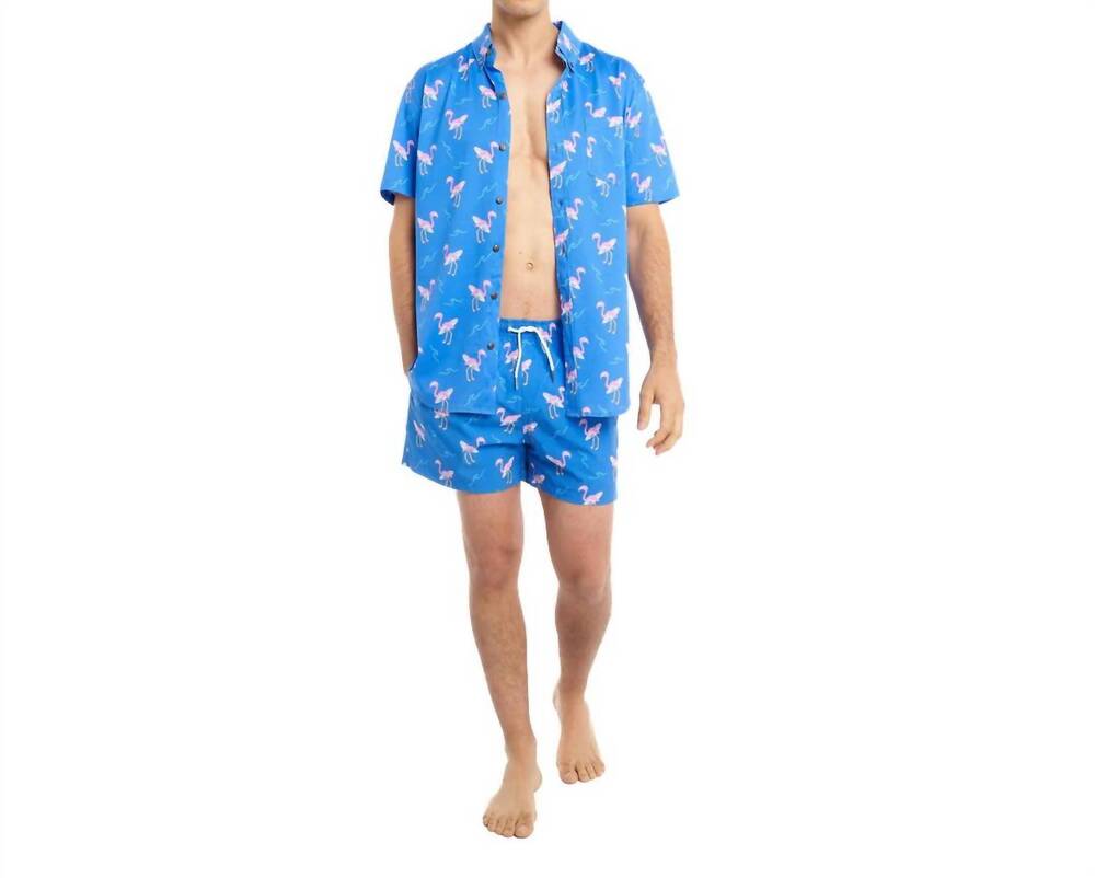 NEW BERMIES miami beach cotton stretch shirt in blue